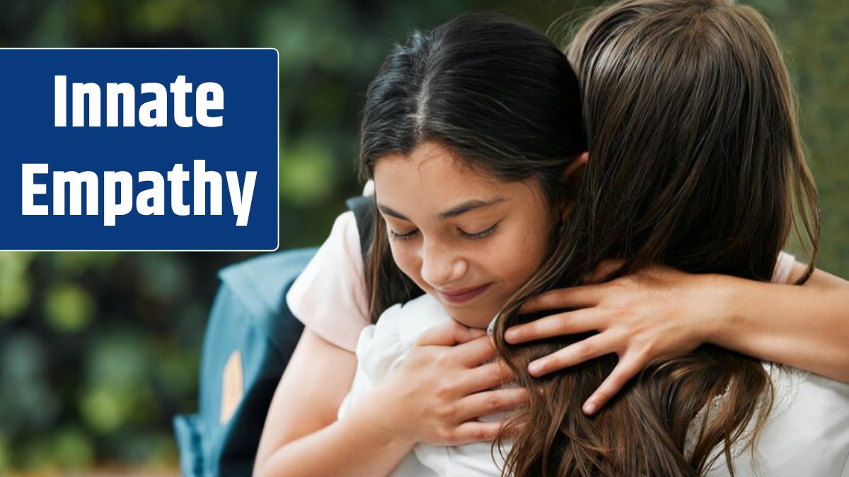 Family hugging on first day of school mother greeting girl and giving embrace before school education in the morning Mom and kid hugging at park holding.