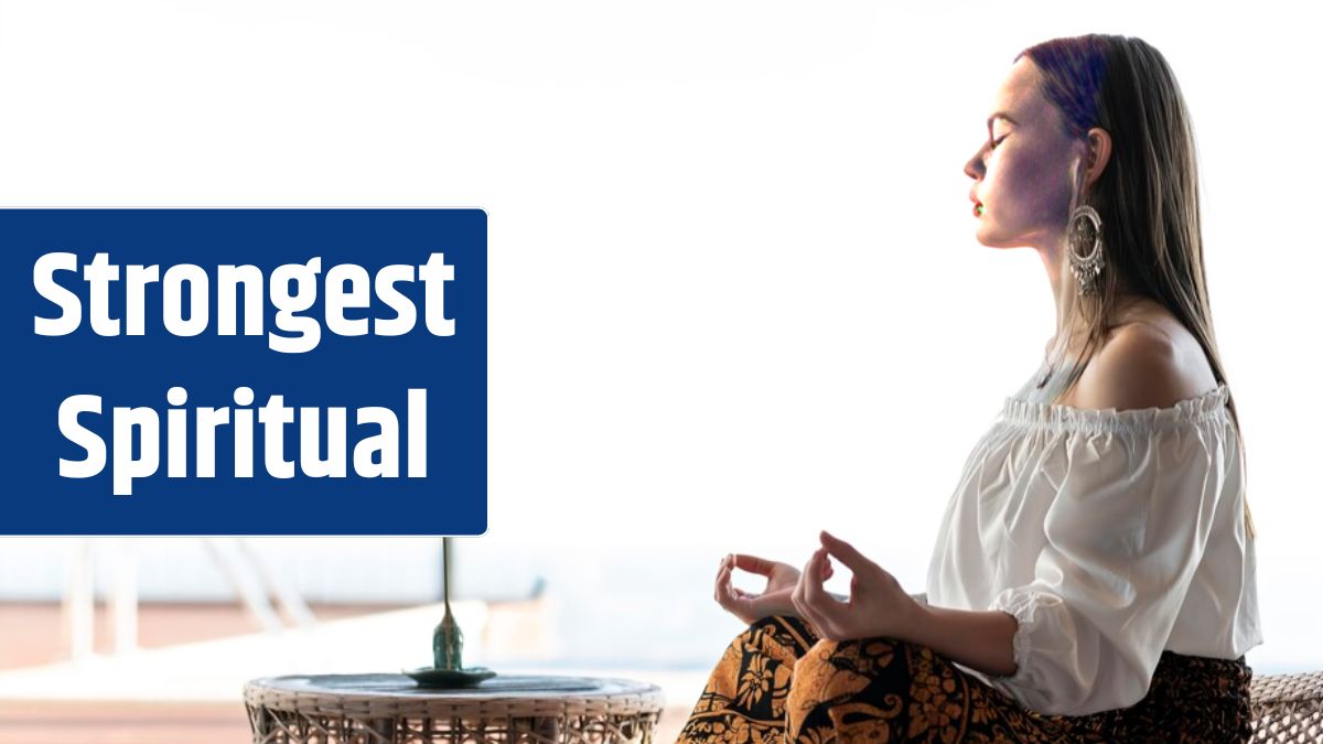 Woman meditating outdoors.